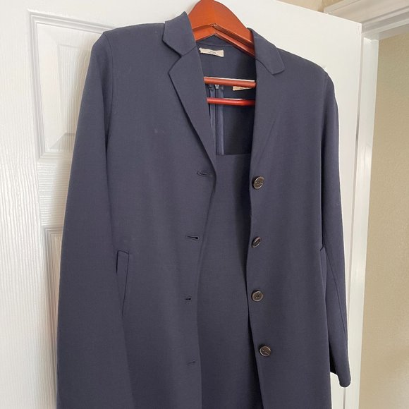 doppia Aline Shift Dress and Overcoat Ensemble - Size 8 - Navy Blue - Picture 6 of 6